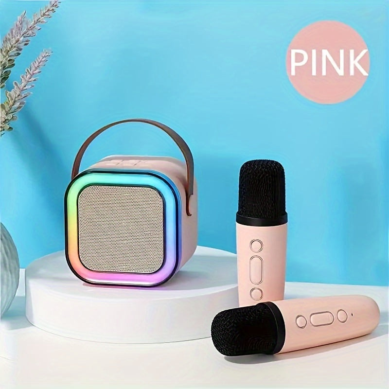 Portable Karaoke Machine with 2 Microphones RGB Lights for Family and Birthday Parties