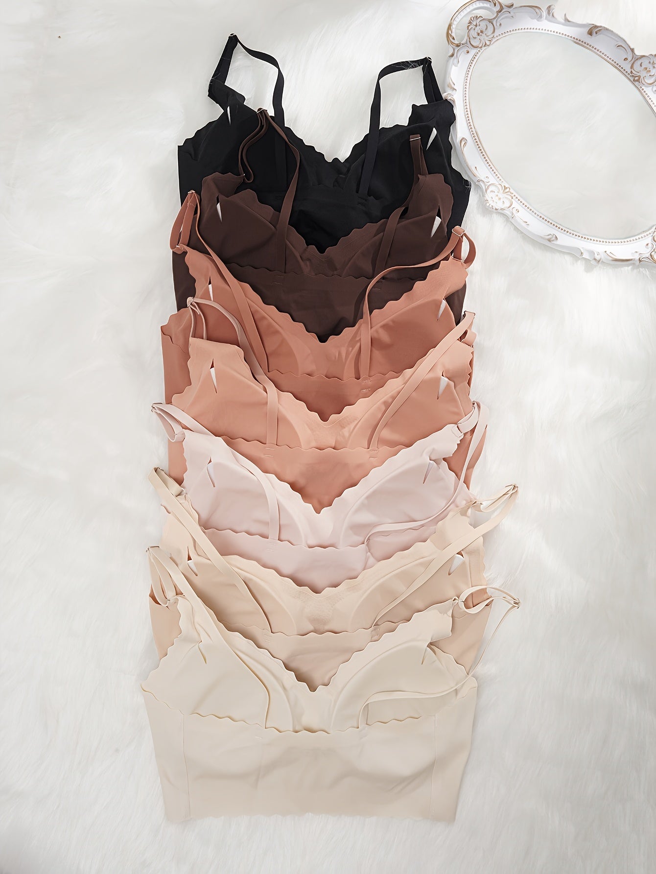 7-Piece Solid Push-Up Bras Set with Removable Pads for Comfort and Support