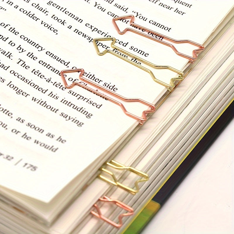 10 Colorful Arrow-Shaped Paper Clips Metal Spiral Office Data Clips Memo Binding Clips