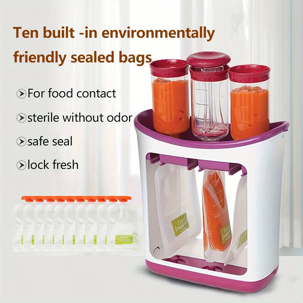 Kitchen Fruit Puree Extruder Manual Food Maker with Storage Bags