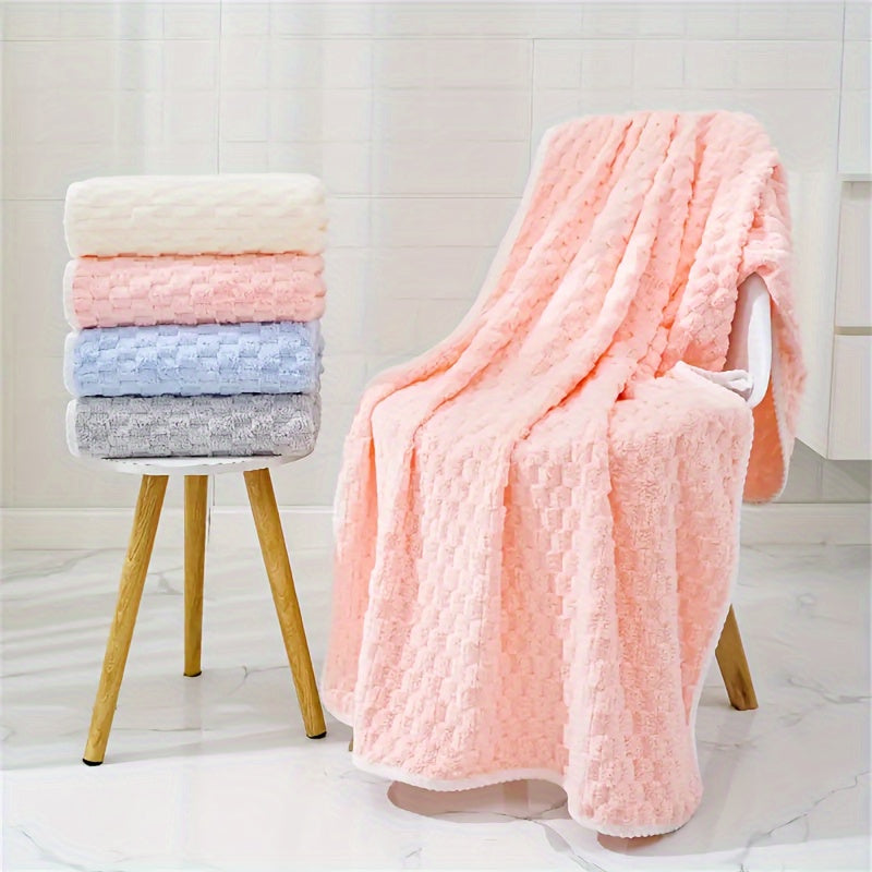 4pc Waffle Weave Towel Set Microfiber Quick-Dry Soft Durable Geometric Pattern