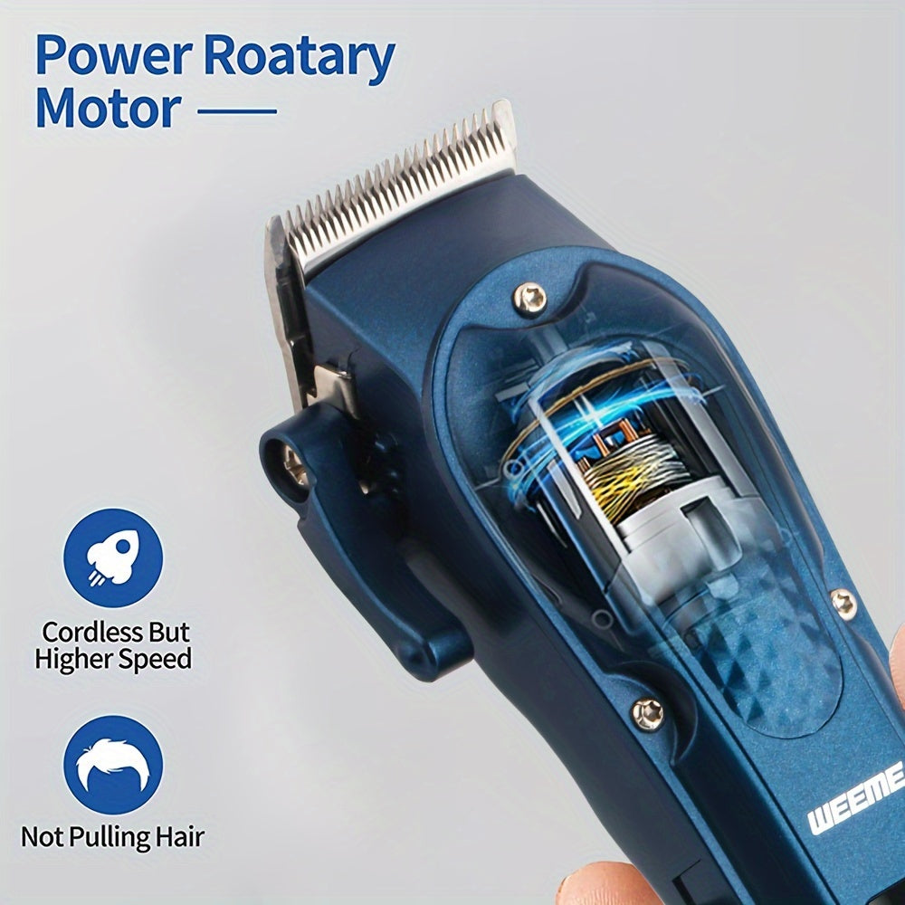 Kit de cortapelos para hombres con 4 peines ajustables, pantalla LCD, batería recargable de litio, negro, azul y dorado