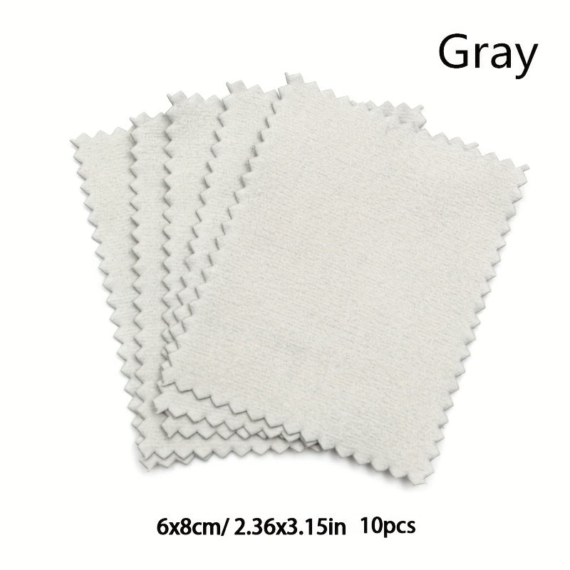 10Pcs Jewelry Polishing Cloth for Silver Necklace Ring Bracelet Cleaning