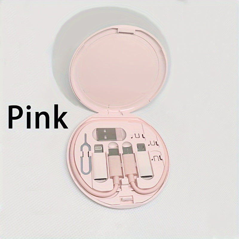 Kit de cables de cargador USB-C de silicona con transferencia de datos y almacenamiento para tarjetas
