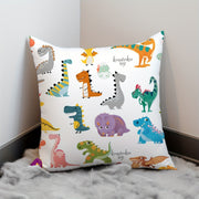 Funda de cojín de terciopelo 45x45cm con ilustración de dinosaurio, funda con cremallera para sofá, cama y sala de estar
