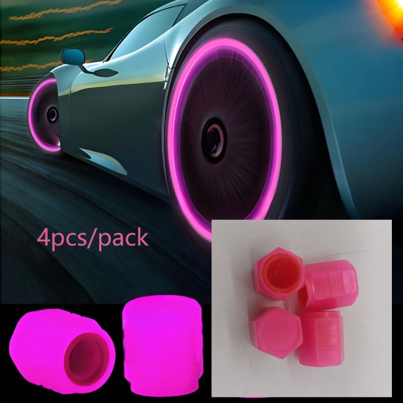 4pcs Tire Valve Covers for Cars Bikes Motorcycles ABS Durable Pink Purple Spoke Accessories