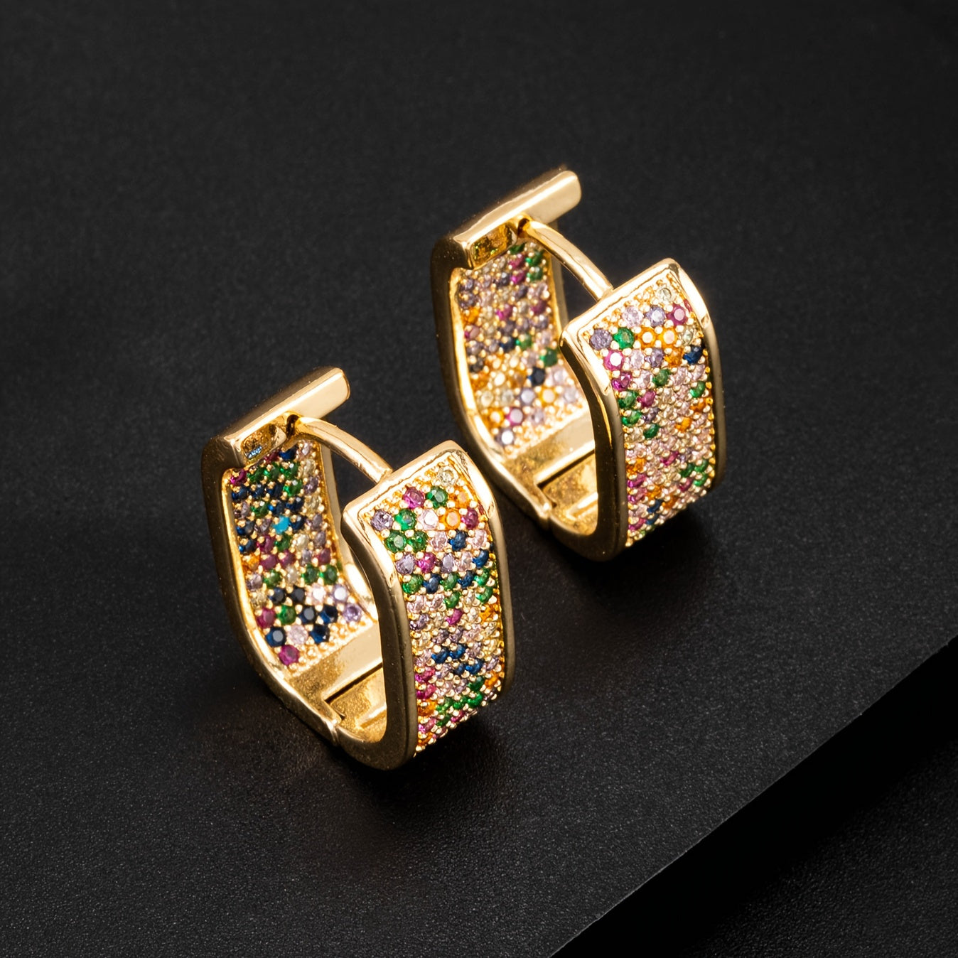 Rang-barang toshli U-shakl sirg'alar to'plami, 2 ta, ayollar uchun, Dekabr tug'ilgan kun toshi, oltin tonnali zargarlik buyumlari