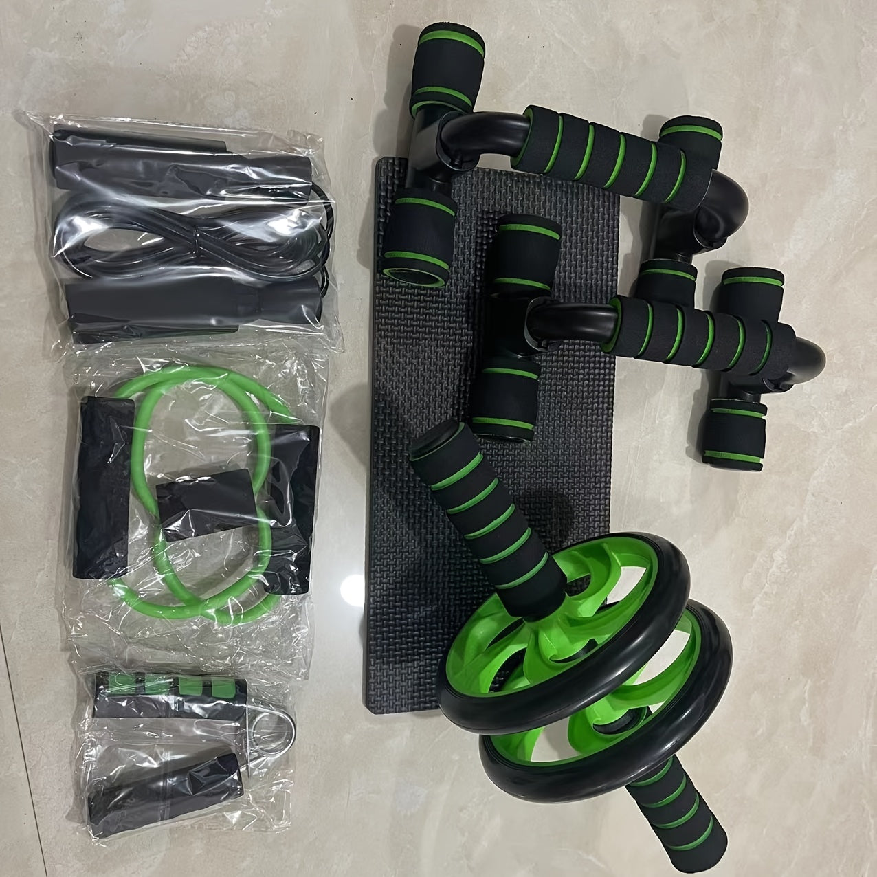 7-Piece Ab Workout Set for Core Strength Muscle Building and Fat Burning Black