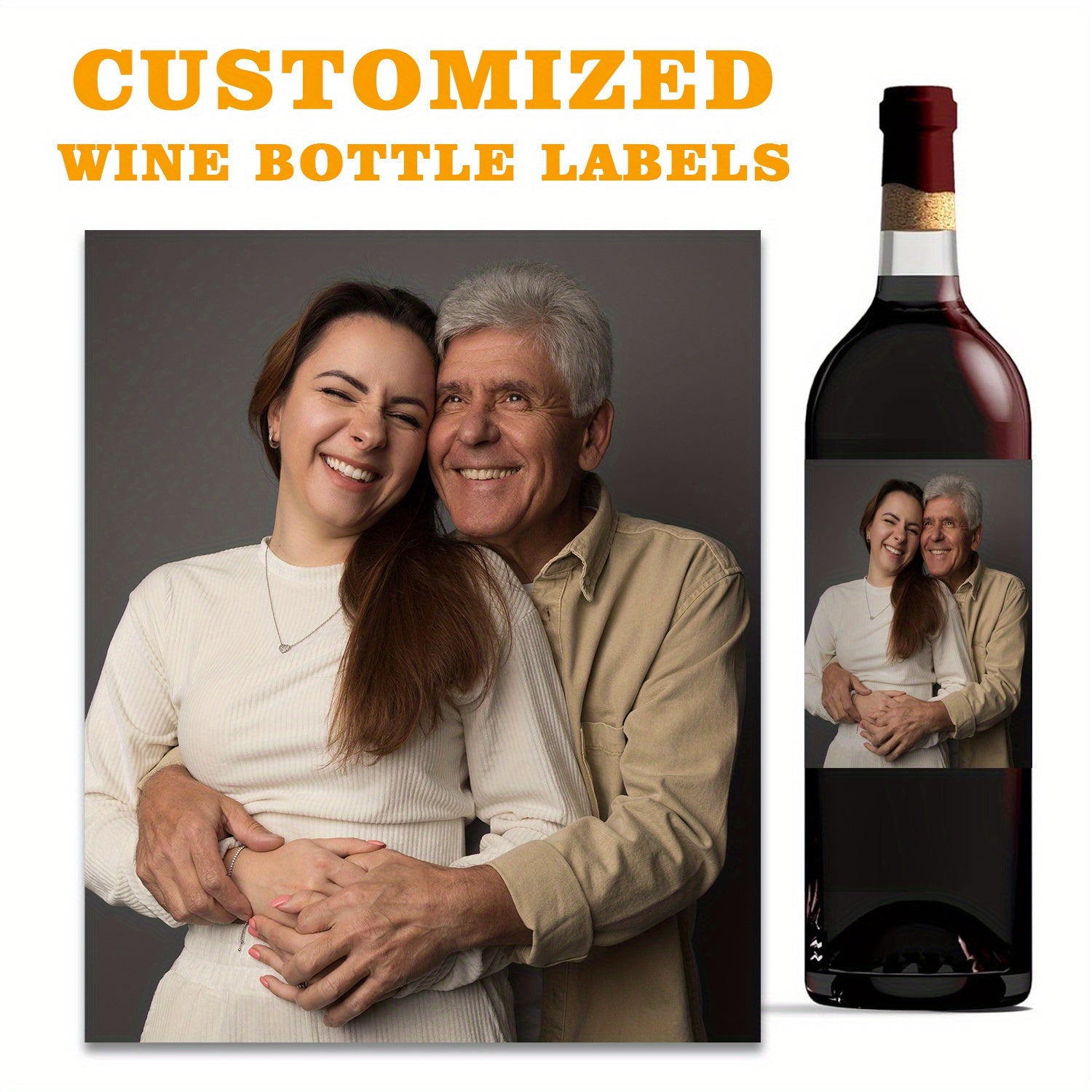 Custom Photo and Text Wine Labels for 6 Bottles Celebrations Gifting