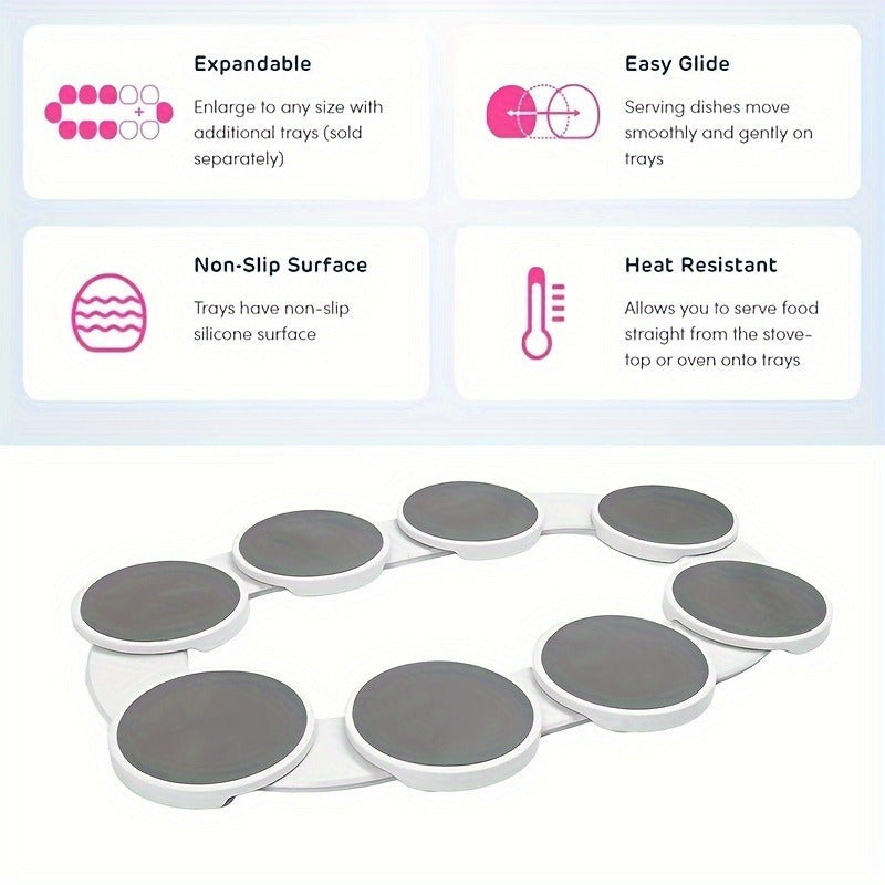 White Plastic Rotating Tray Expandable for Kitchen and Dining Room