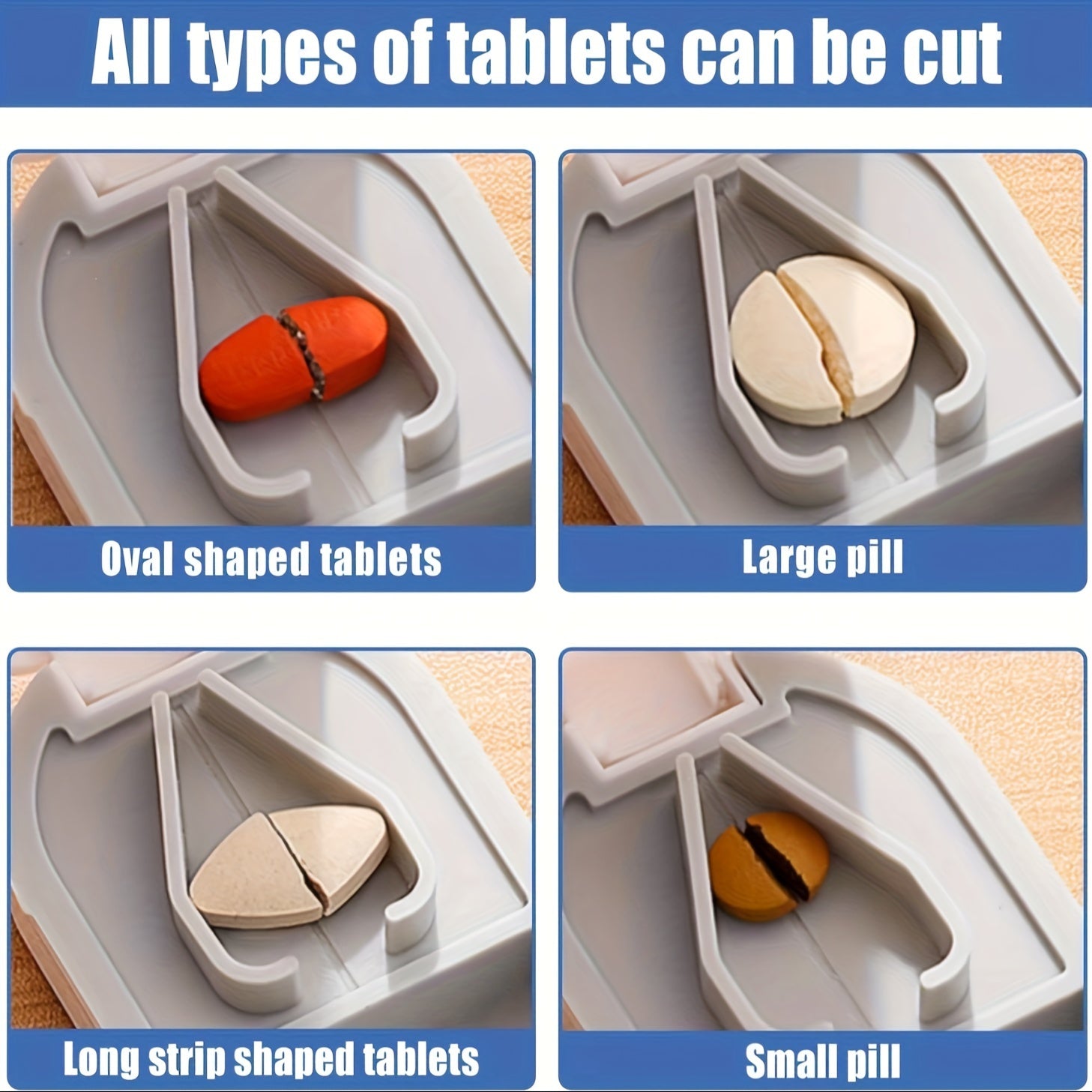 Travel-Size 2-in-1 Pill Cutter and Box Silicone Steel Portable Medication Splitter