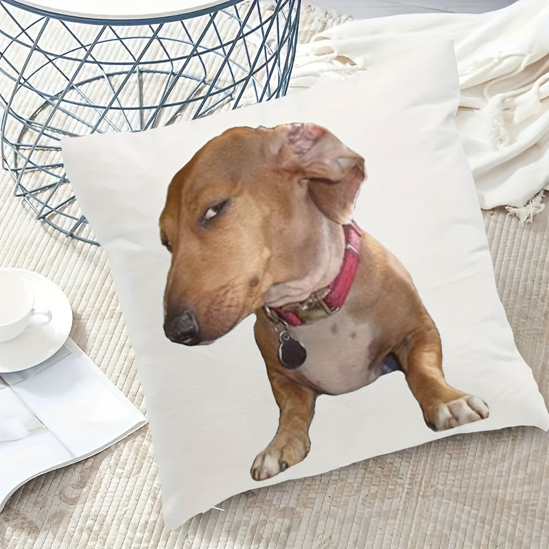 Dachshund throw pillow qopqog'i, yon-ko'zli, yumshoq polyester, yuviladigan, 45.7 sm