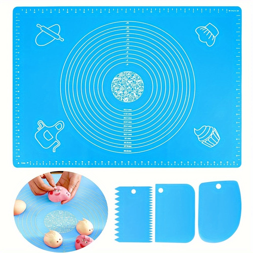 Silicone Pastry Mat Set Non-Stick Baking Mat Counter Mat Dough Board