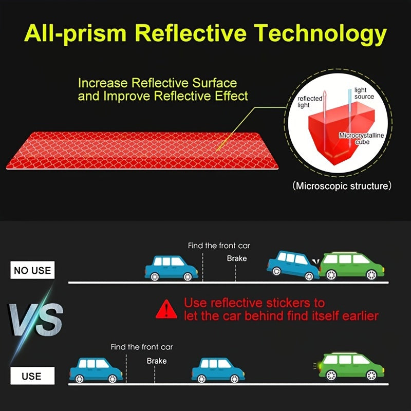 5Pcs Car Reflective Warning Stickers Rear Collision Prevention Safety Cover