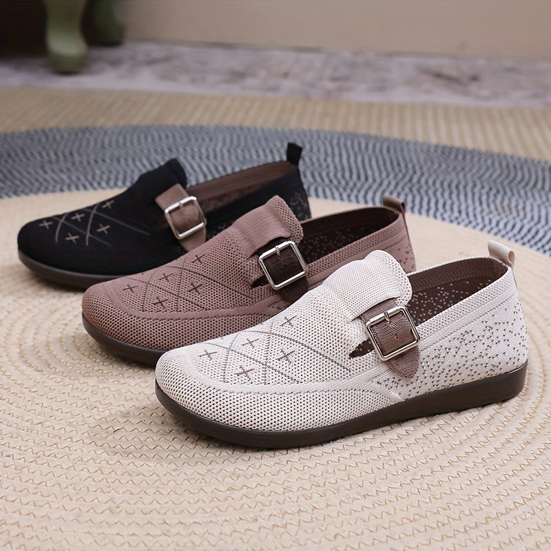 Women's Slip-On Flats Breathable Fabric Comfortable Walking Shoes