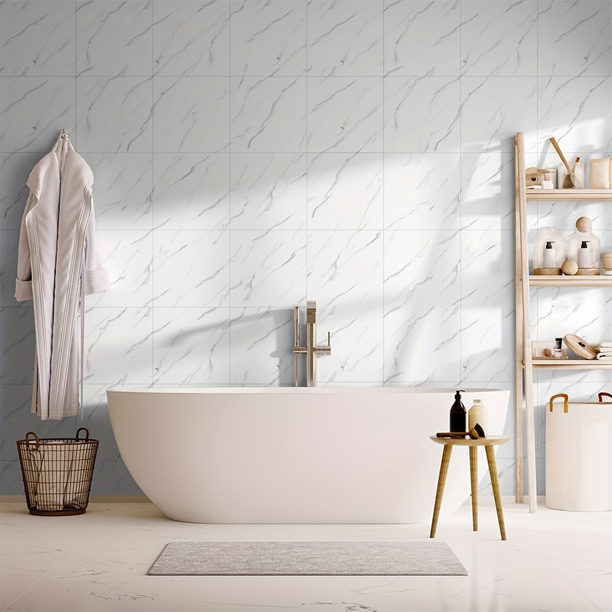 Vintage Marble Self-Adhesive Wall Tiles Waterproof Peel and Stick Backsplash for Bathroom Kitchen Living Room