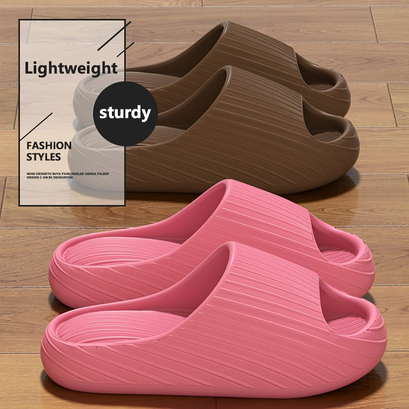 Women's EVA Pillow Slippers Open Toe Shower Sandals Black/Beige