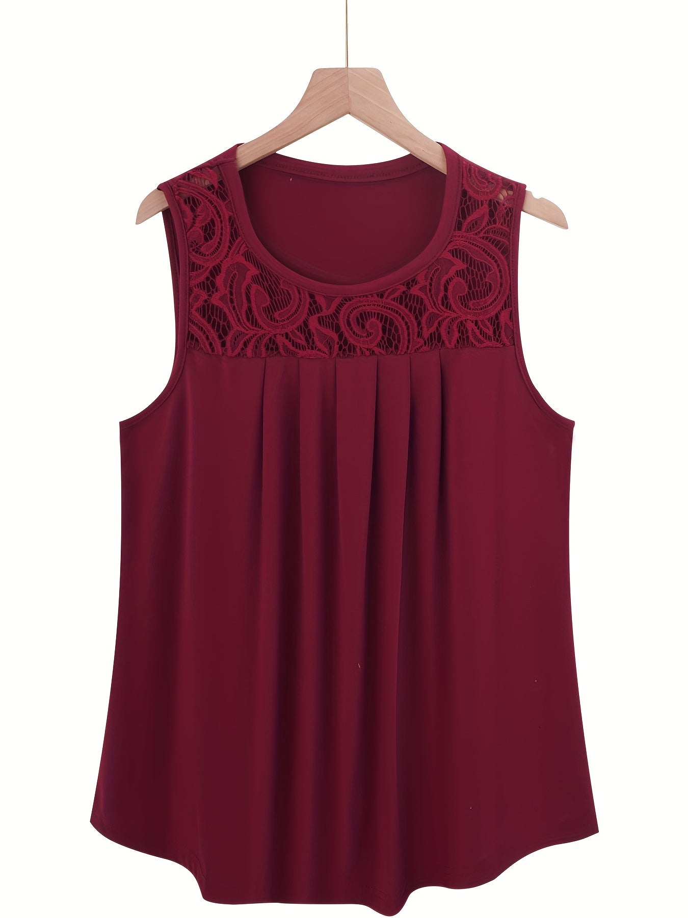 Women's Solid Color Lace Splicing Pleated Vest Set for Casual Vacation