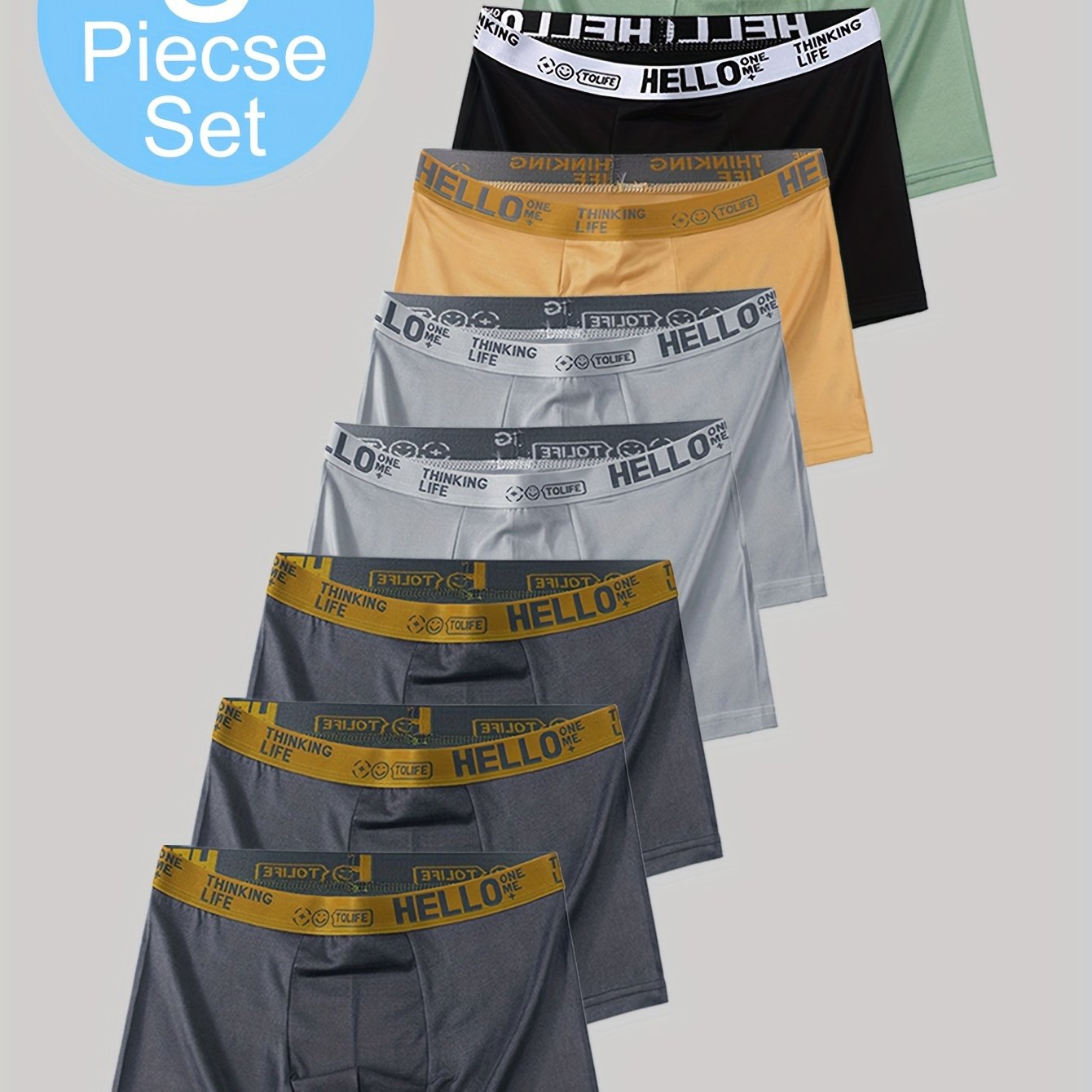 8 dona erkaklar uchun bokserlar, nafas oladigan polyester spandex, bir rangli sport trunks