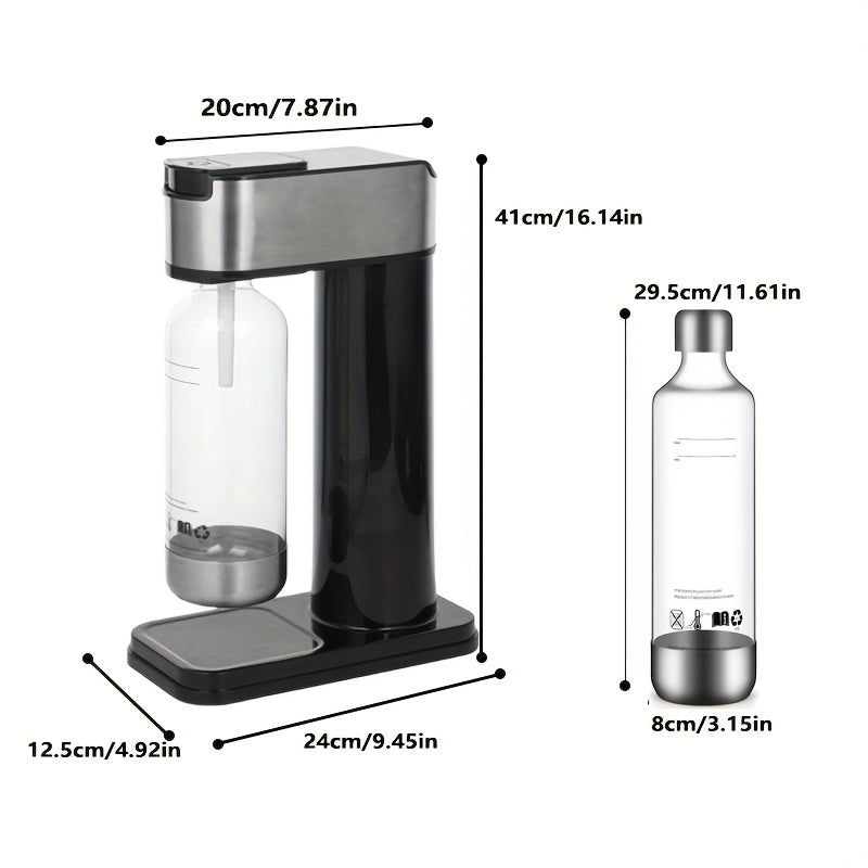 Stainless Steel Soda Maker with 1L PET Bottle Make Sparkling Water at Home