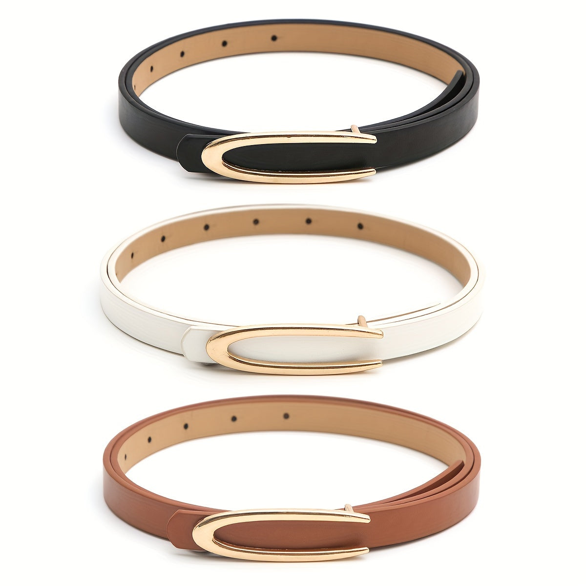 PU charmli charmli 3 ta belbog'lar to'plami ayollar uchun, bir xil rangli, kundalik kiyimlar uchun, jinsiy shimlar bilan mos keladi