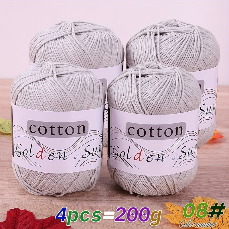 4pcs Cotton Yarn Medium Weight for Crocheting Knitting Multicolor Gradient Autumn Leaves Design