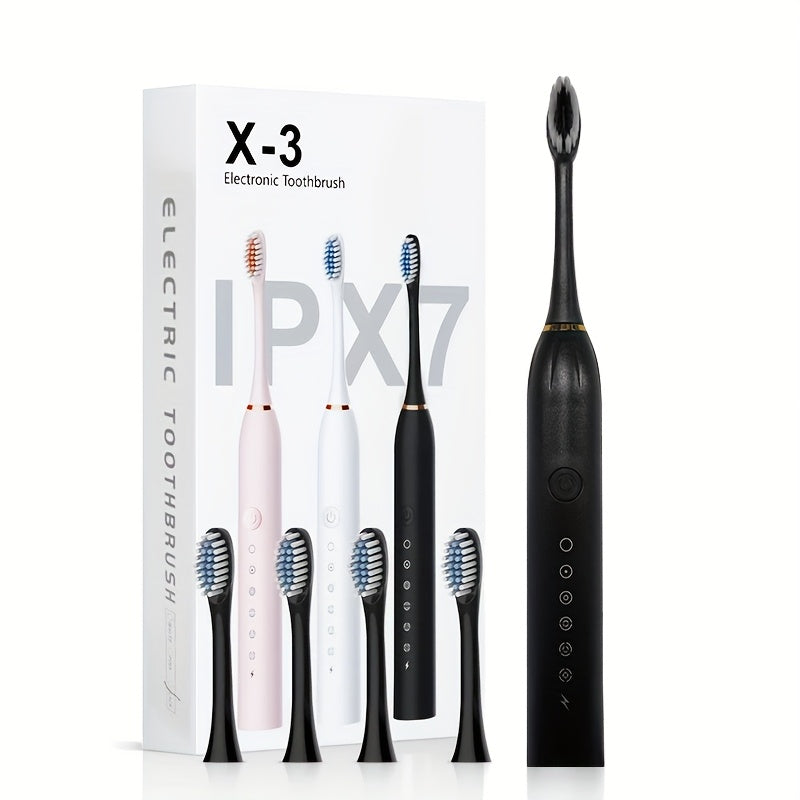 Kattalar uchun elektr tish cho'tkasi yumshoq cho'tkalar, qayta to'ldiriladigan, 6 tezlik, 4 bosh