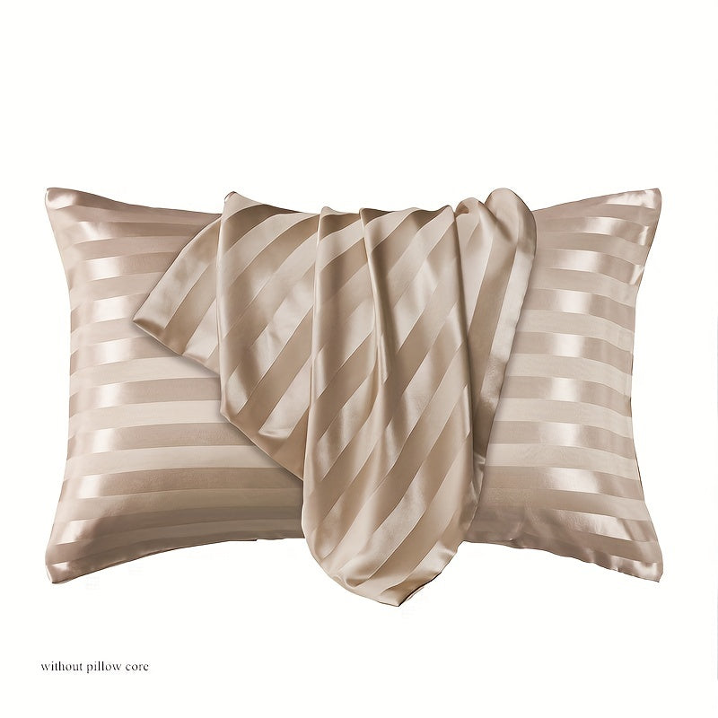 Silk Satin Envelope Stripe Pillowcase Set 2 Pieces for Hotel and Home
