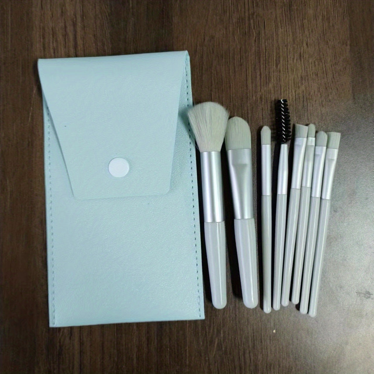 Juego de brochas de maquillaje para mujer 8 piezas suaves, portátiles y multicolores con bolsa para sombra de ojos, base