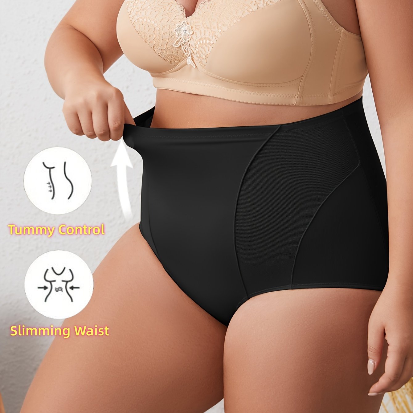Women's High-Waist Shapewear Bra Breathable Mesh Tummy Control Butt Lifting