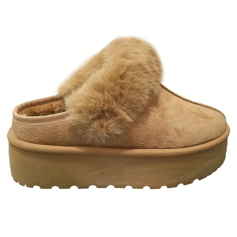 Women's Flannel Indoor Outdoor Slippers Snow Boots Faux Fur Trim