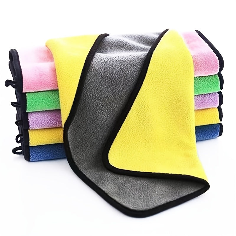 Set of 3 or 6 Thickened Coral Fleece Car Towels for Cleaning and Drying