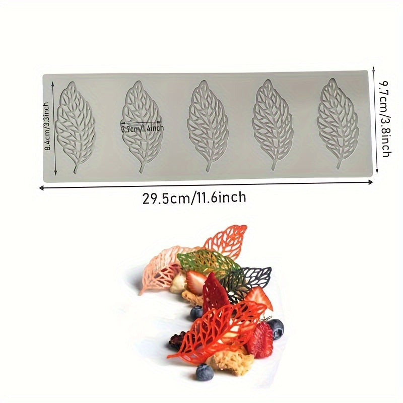 Fondant tort bezash uchun silikon qolip - shokolad qoplamasi uchun barg shaklidagi qolip, DIY pishirish va bezash uchun mukammal, oshxona aksessuarlari va ta'minotlari