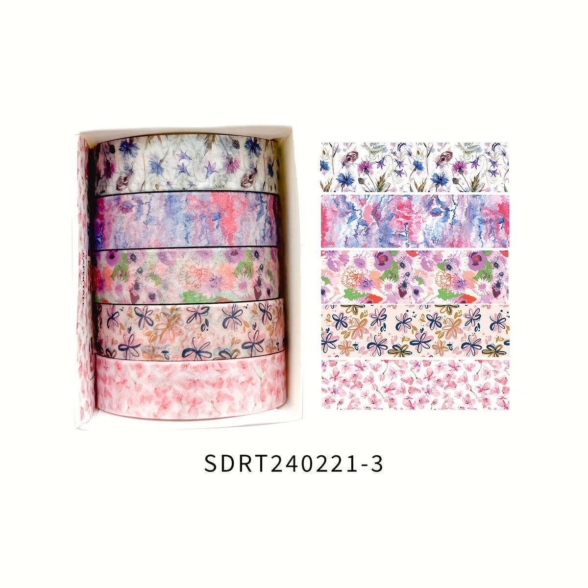 Juego de 5 rollos de cinta washi de la serie de plantas para diarios, manualidades y decoraciones