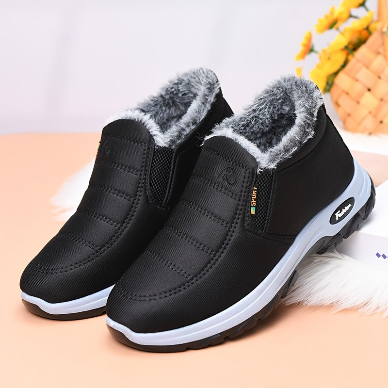 Women's Faux Fur Lined Ankle Boots Slip-On Winter Snow Casual Shoes