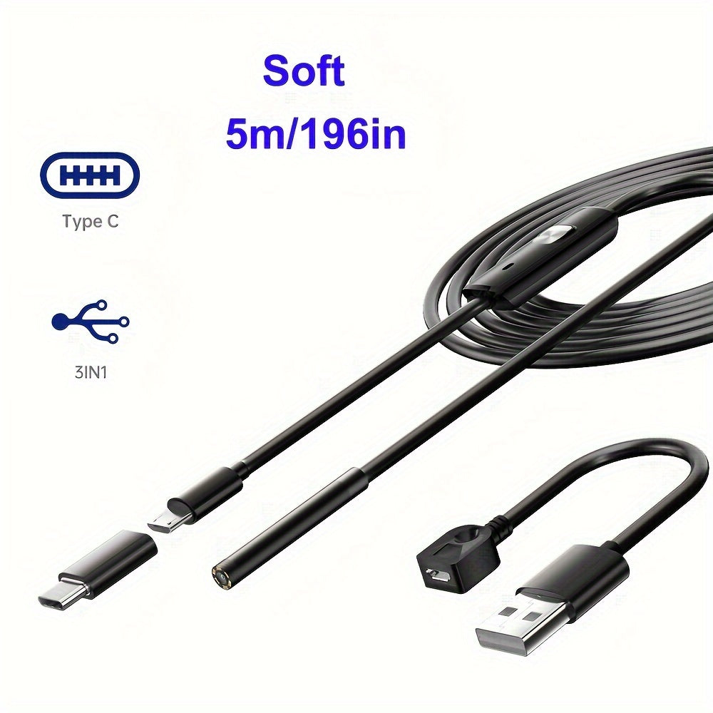 5.5mm Endoskop Kamera Type C Kabel bilan Android Windows Qurilmalari uchun 1m-10m Uzunlikda 480P Video Tekshiruvi