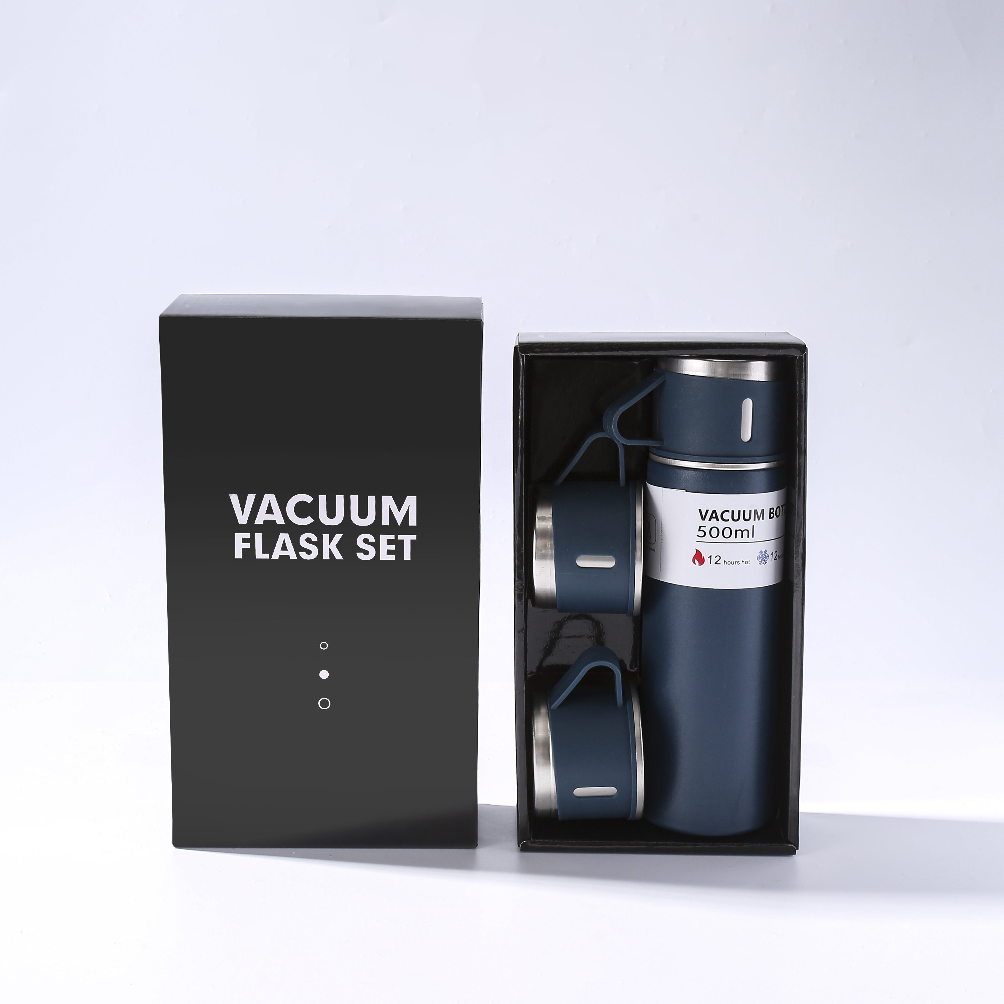 Noxud qotishma vakuum izolyatsiyali termos va kuboklar to'plami - 500ml/16.9oz suyuqlik o'tkazmaydigan termal shisha, issiq va sovuq ichimliklar uchun 2 ta kubok bilan - Biznes, Rojdestvo yoki to'y sovg'alari uchun mukammal