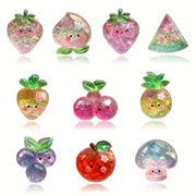 10Pcs Resin Glitter Fruit Shoe Charms for Sandals and Slippers