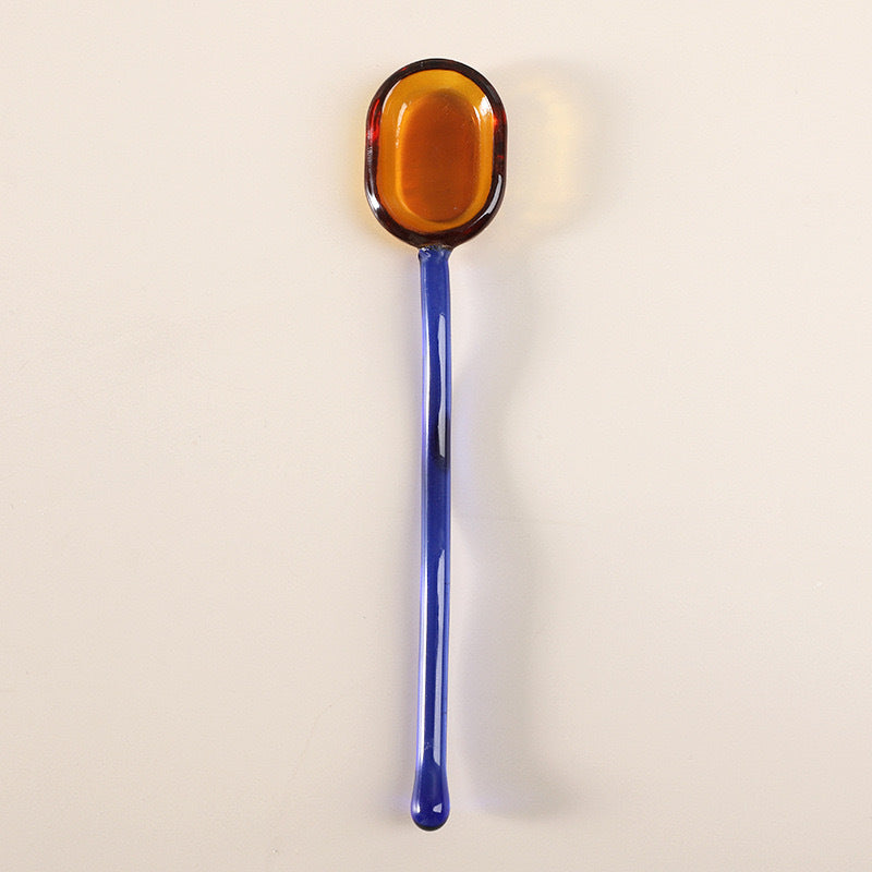 Handcrafted Glass Coffee Spoon with Transparent Design, Long Handle, Heat Resistant