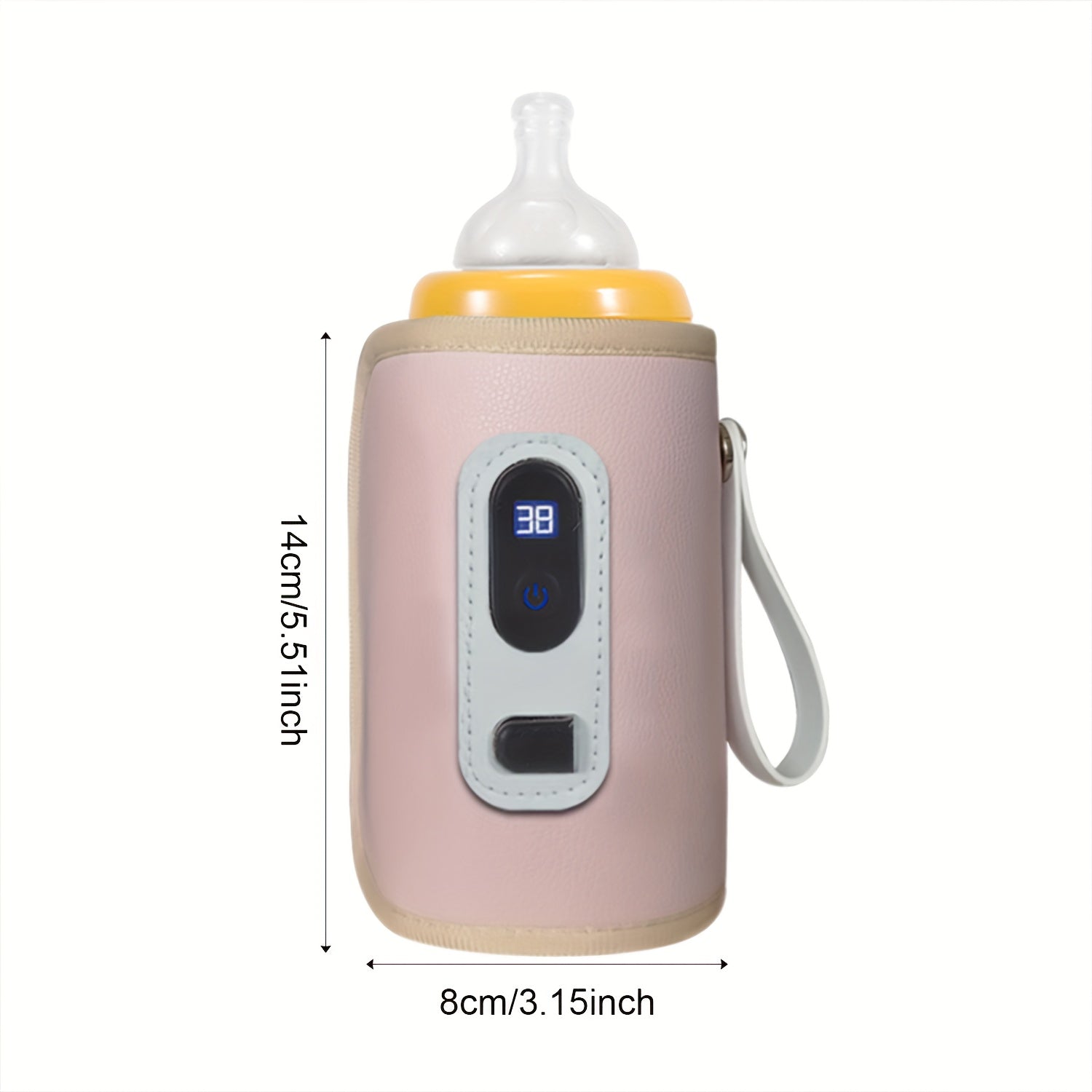 Digital Display Bottle Warmer Sleeve for 0-6 Years Old Insulated Faux Leather