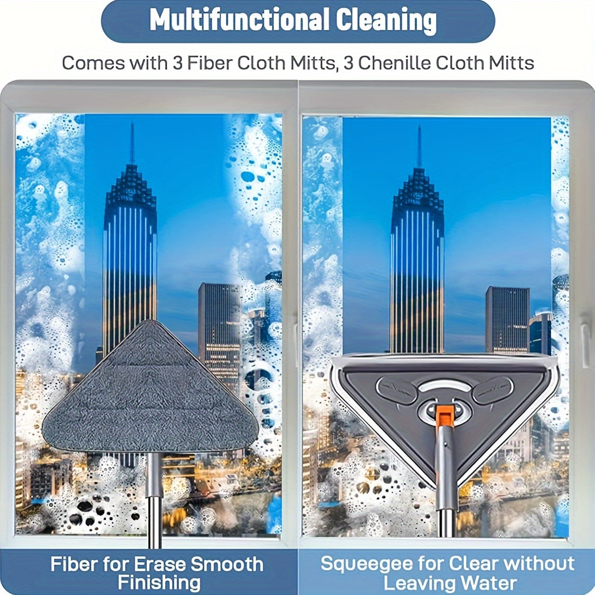 215,9 см Стена Очиститель Швабра с регулируемой ручкой и 6 тряпками для очистки потолка и стен