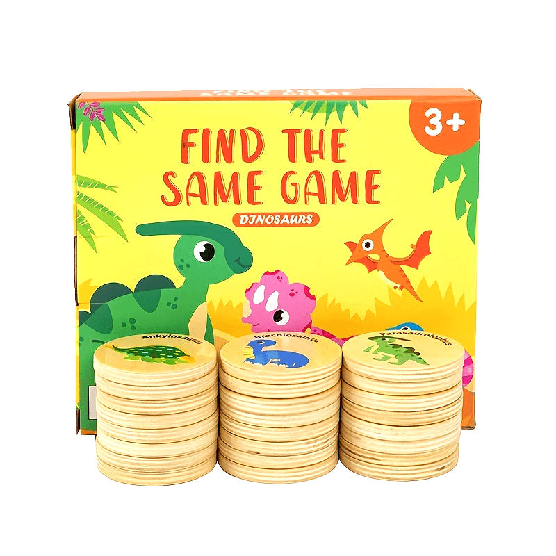 Деревянная игра-головоломка «Сопоставь динозавров» для детей - Улучшает когнитивные навыки, память и концентрацию - Идеально для Хэллоуина, Дня благодарения и Рождества - Отличная идея подарка на праздники