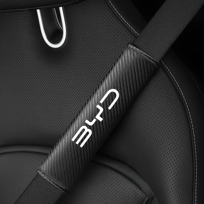 2 Pcs Car Seat Belt Shoulder Pads PU Leather Carbon Fiber Style Cushion for Comfort