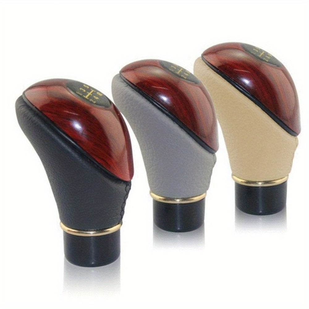 Universal Wooden PU Manual Gear Shift Knob for Cars and Trucks
