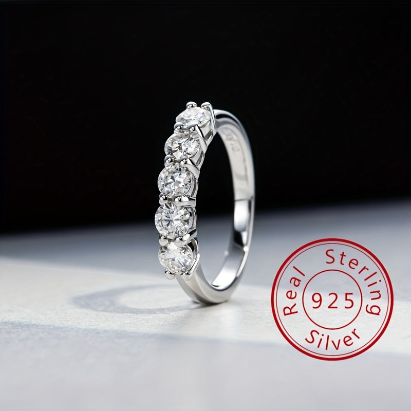 Sterling Silver Moissanite Engagement Ring 0.3CT Five Stone Wedding Jewelry