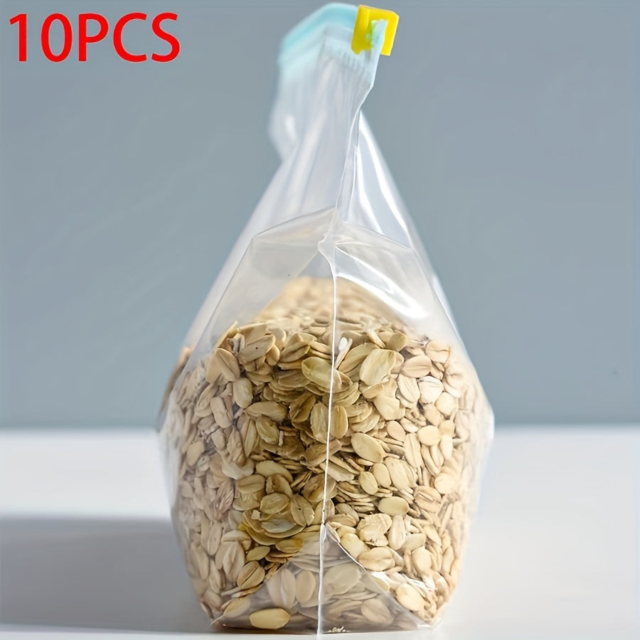 10 ta Qayta Ishlatiladigan Oziq-ovqat Saqlash Sumkalari - Aniq, O'z-o'zidan Mühürlanuvchi Ziplock Pochta Sumkalari Mevalar, Sabzavotlar, Go'shtlar va Donlar uchun - Oshxona Tashkiliy Buyumlari uchun Zaruriy Narsalar