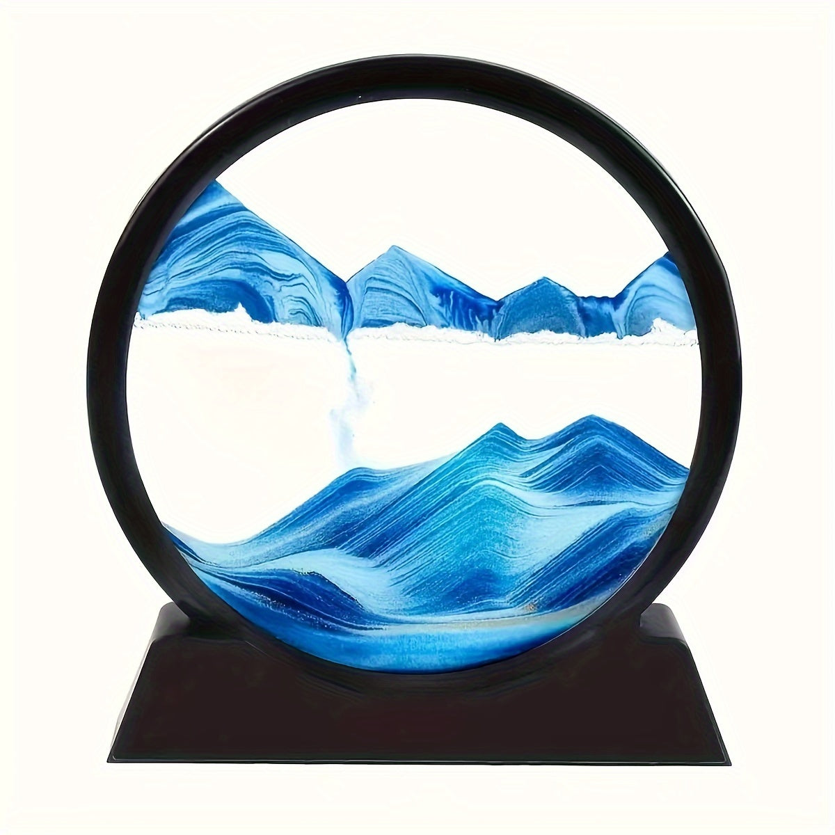 Blue Glass Sand Art Dome for Desk Decor Office and Home