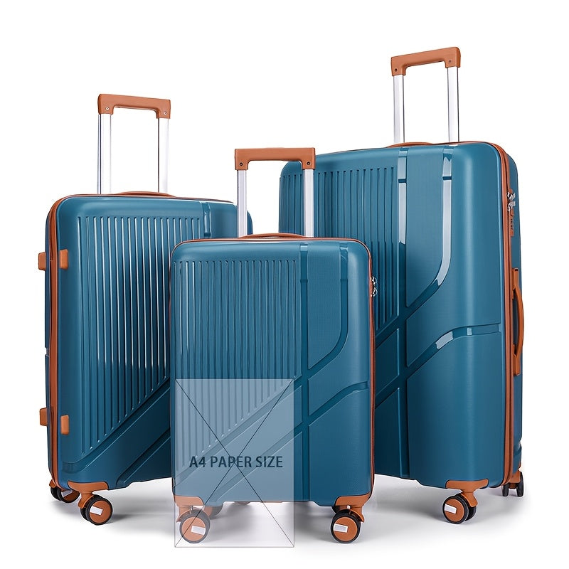 2025 New Model PP Suitcase Set with Password Lock and Silent Spinner Wheels 30 Inches White Black