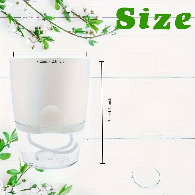 Self-Watering Plastic Planters with Watering Bottle for Indoor Herbs and House Plants Set of Three