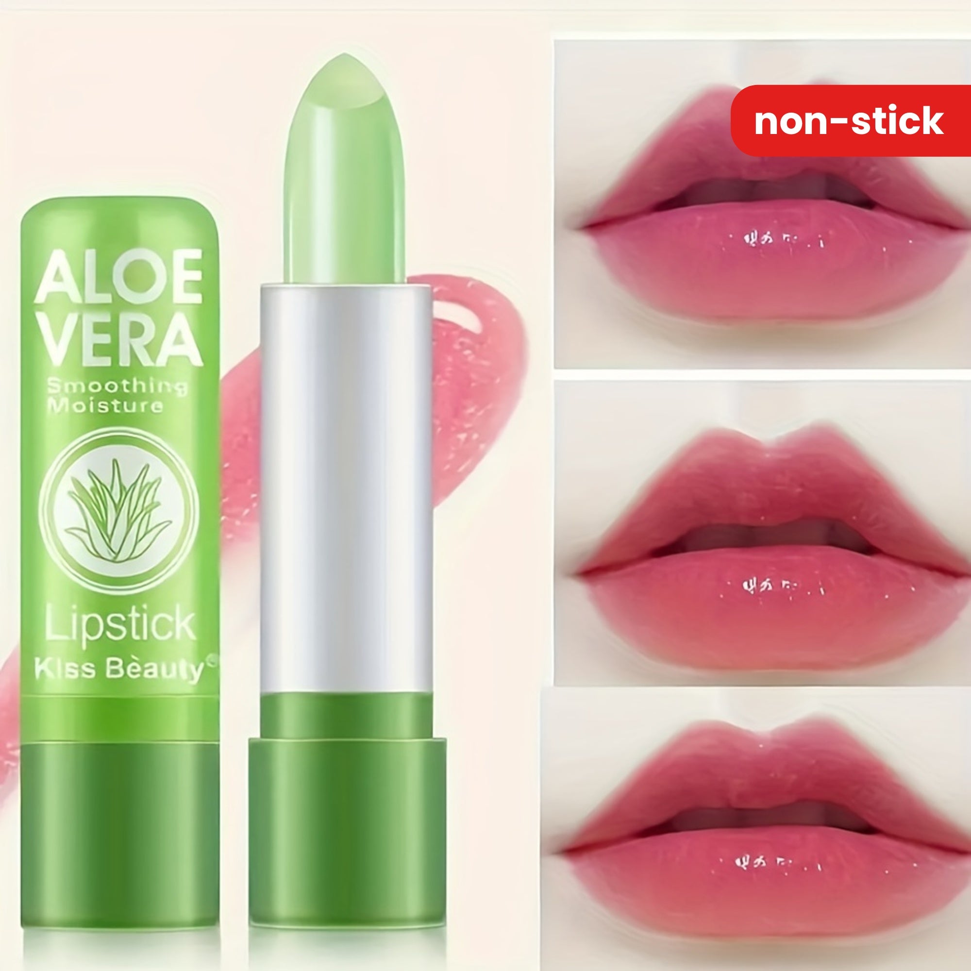 Women Aloe Vera Color-Changing Lip Balm Long-Lasting Non-Stick Jelly Lipstick